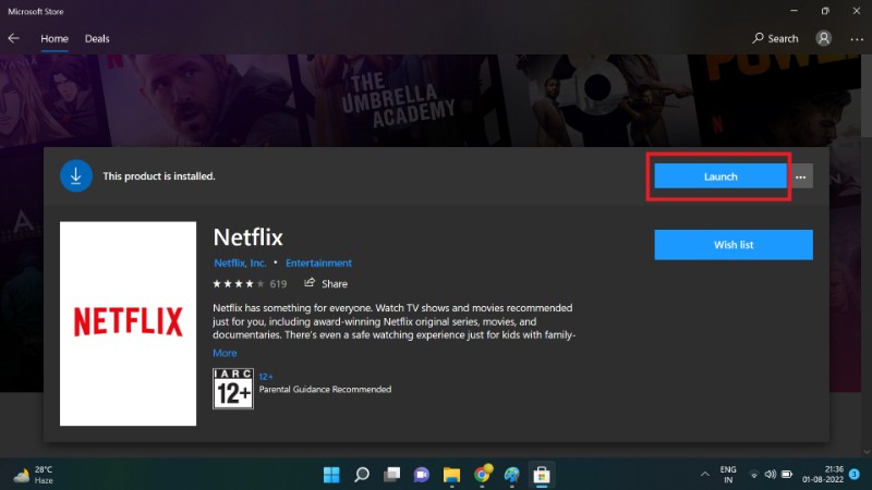 Запуск приложения Netflix на Windows