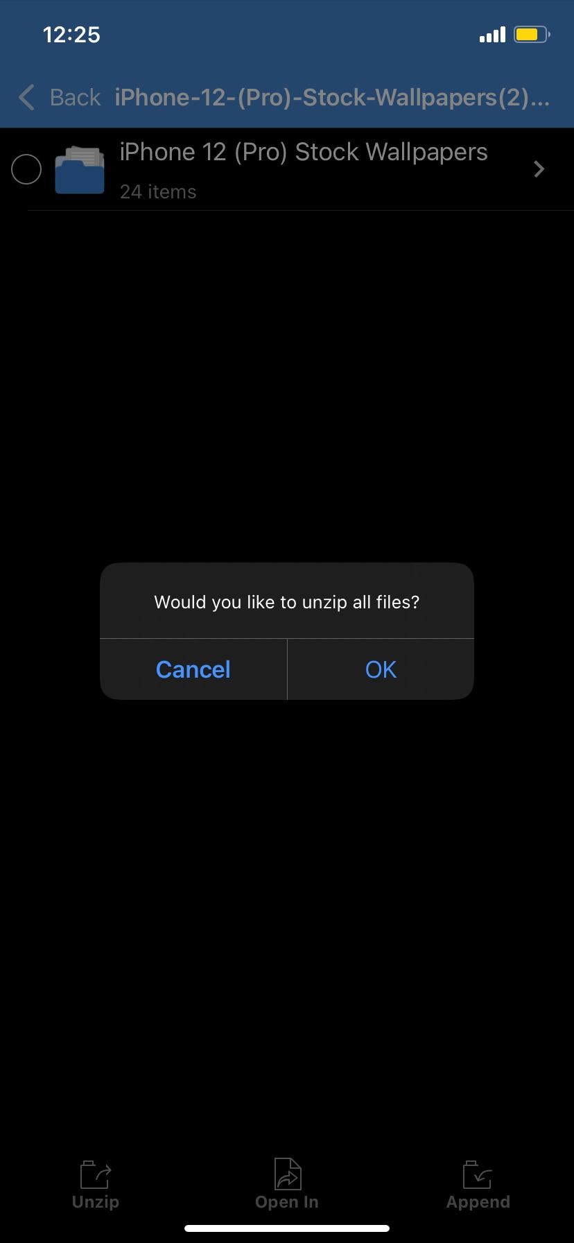 Запрос на распаковку в iZip