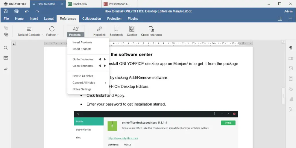 ONLYOFFICE en Manjaro: instalar v6.1
