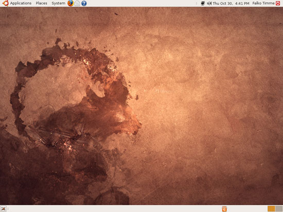 Рабочий стол Ubuntu 8.10 после успешного обновления