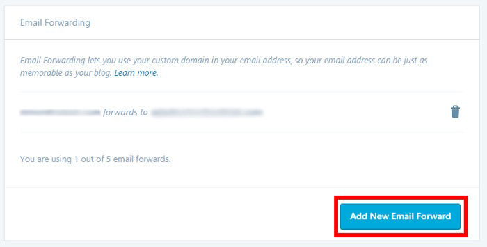 Скриншот кнопки Добавить новую переадресацию