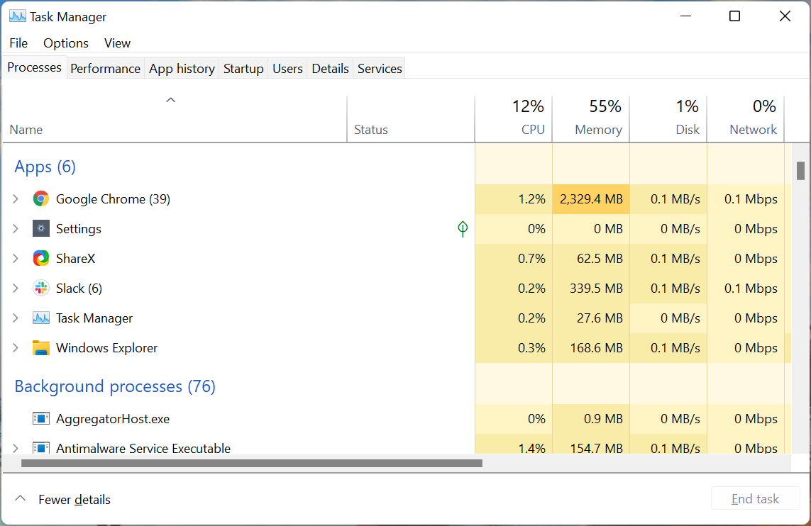 Диспетчер задач для исправления Alt + Tab в Windows 11