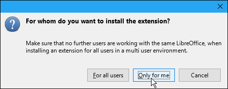 Выбор для кого устанавливать расширение
