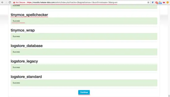 Успешная установка Moodle
