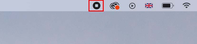 Кнопка «Остановить запись» в строке меню macOS