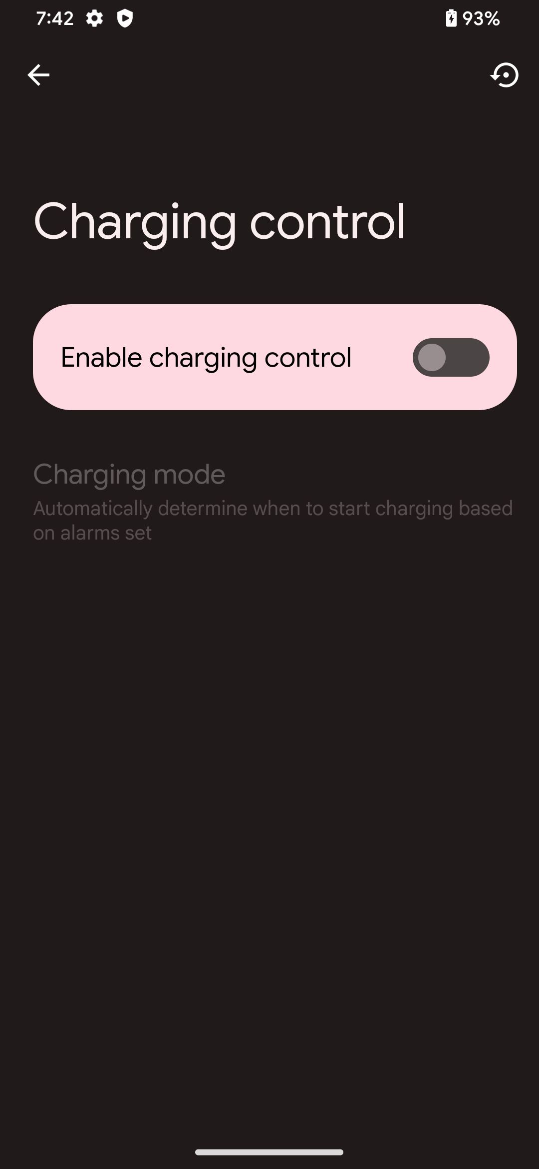 Страница управления зарядом батареи в кастомной прошивке