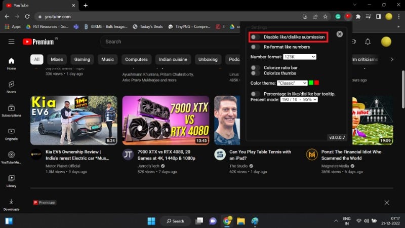 Captura: opción para desactivar el envío de datos de la extensión