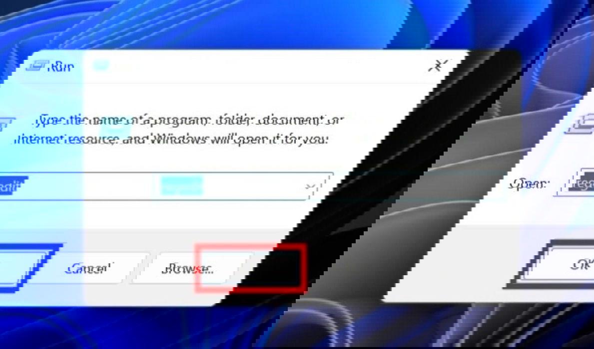 Escribiendo regedit en Ejecutar