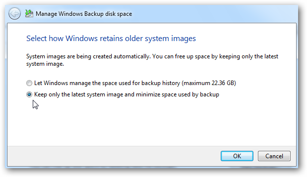 Подтверждение выбора хранения последнего образа системы