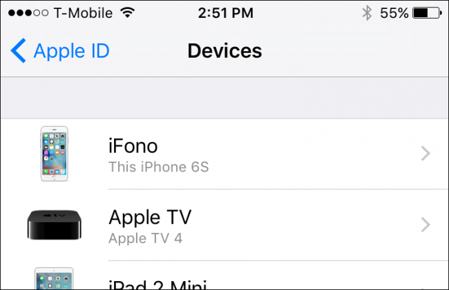 Сопоставленные устройства в iCloud