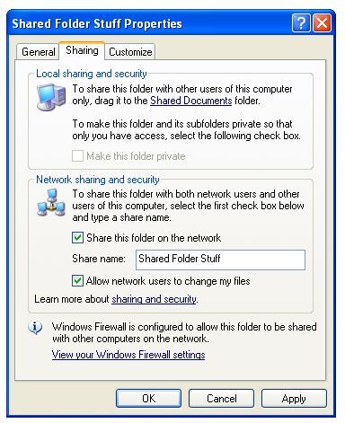 Окно общего доступа к папке — настройки шаринга и прав