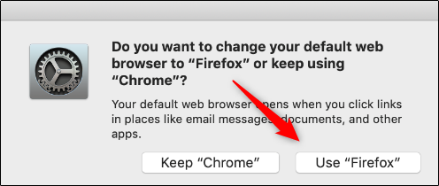 Кнопка подтверждения использования Firefox