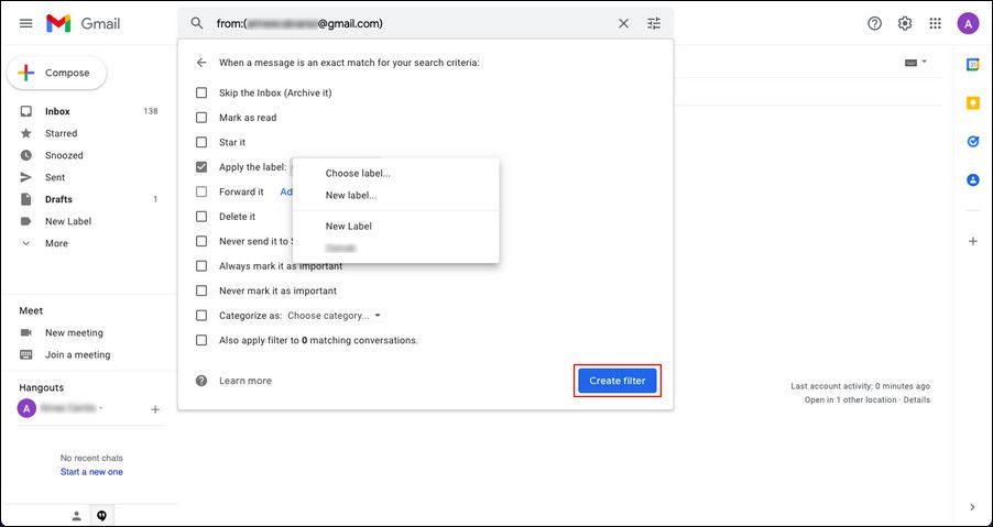 Create filter button