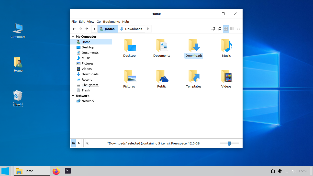 Cinnamon с дополнительными правками, приближающими к Windows 10
