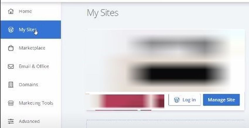 Опция My Sites в админке BlueHost