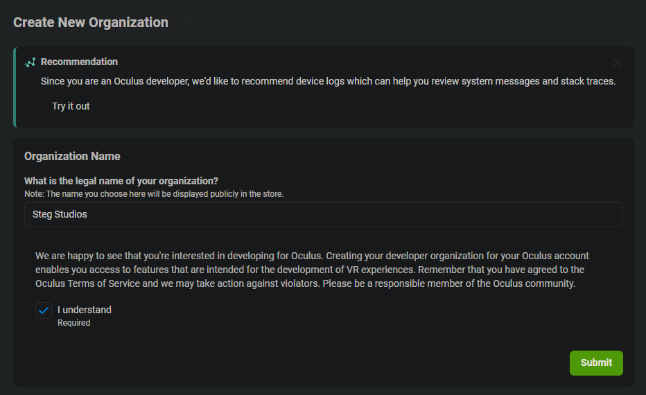 Oculus Create Organization