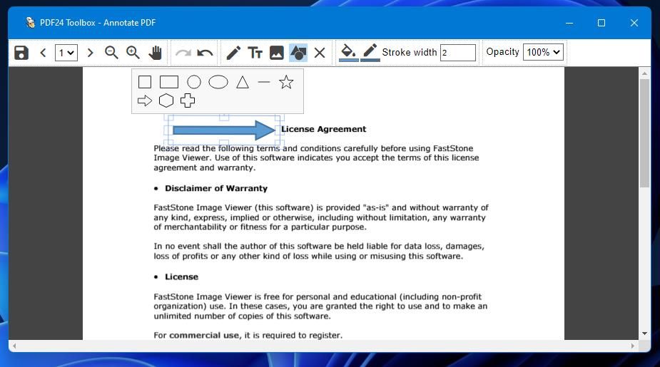 Параметры фигур в PDF24 Toolbox