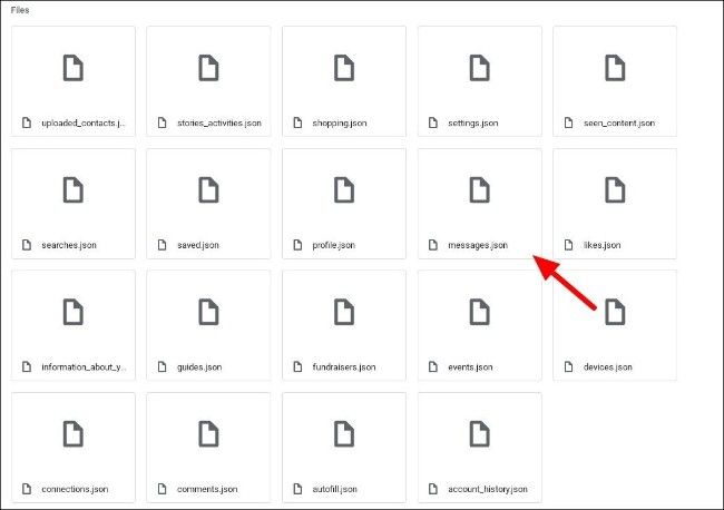 Файлы архива данных Instagram