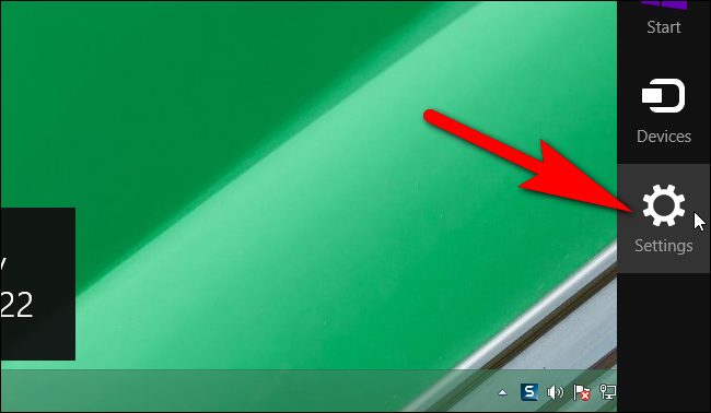 Клик по Параметры в Windows 8