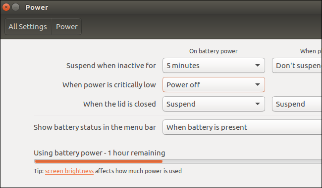 Скриншот настроек электропитания рабочего стола