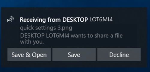 Уведомление о входящем файле Nearby Sharing