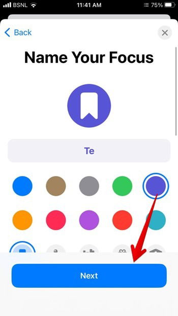 Назначение имени и иконки для нового режима Фокус