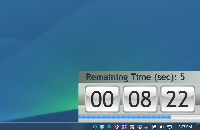 Попап таймера BootRacer в правом нижнем углу рабочего стола во время теста
