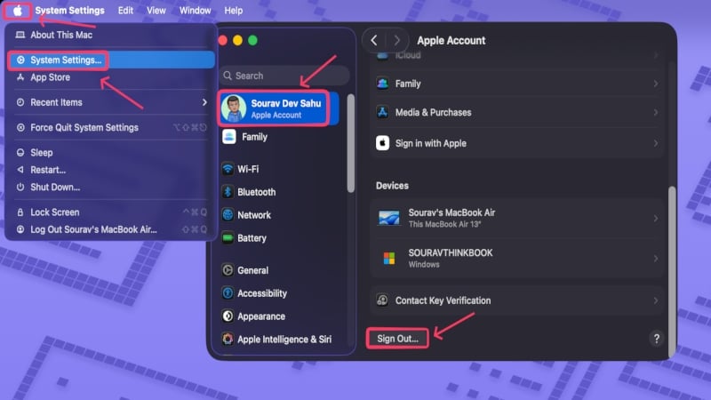 Выход из Apple ID