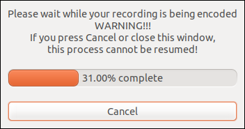 recordMyDesktop окно обработки записи