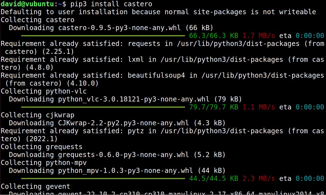 установить castero через pip