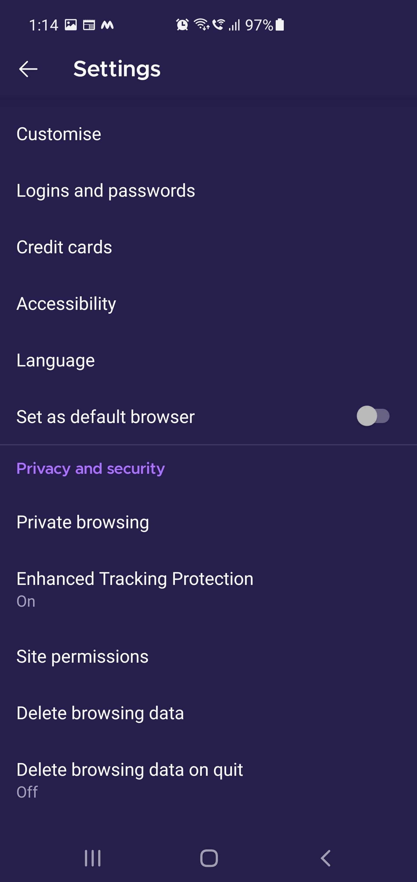 Приватный просмотр в Firefox