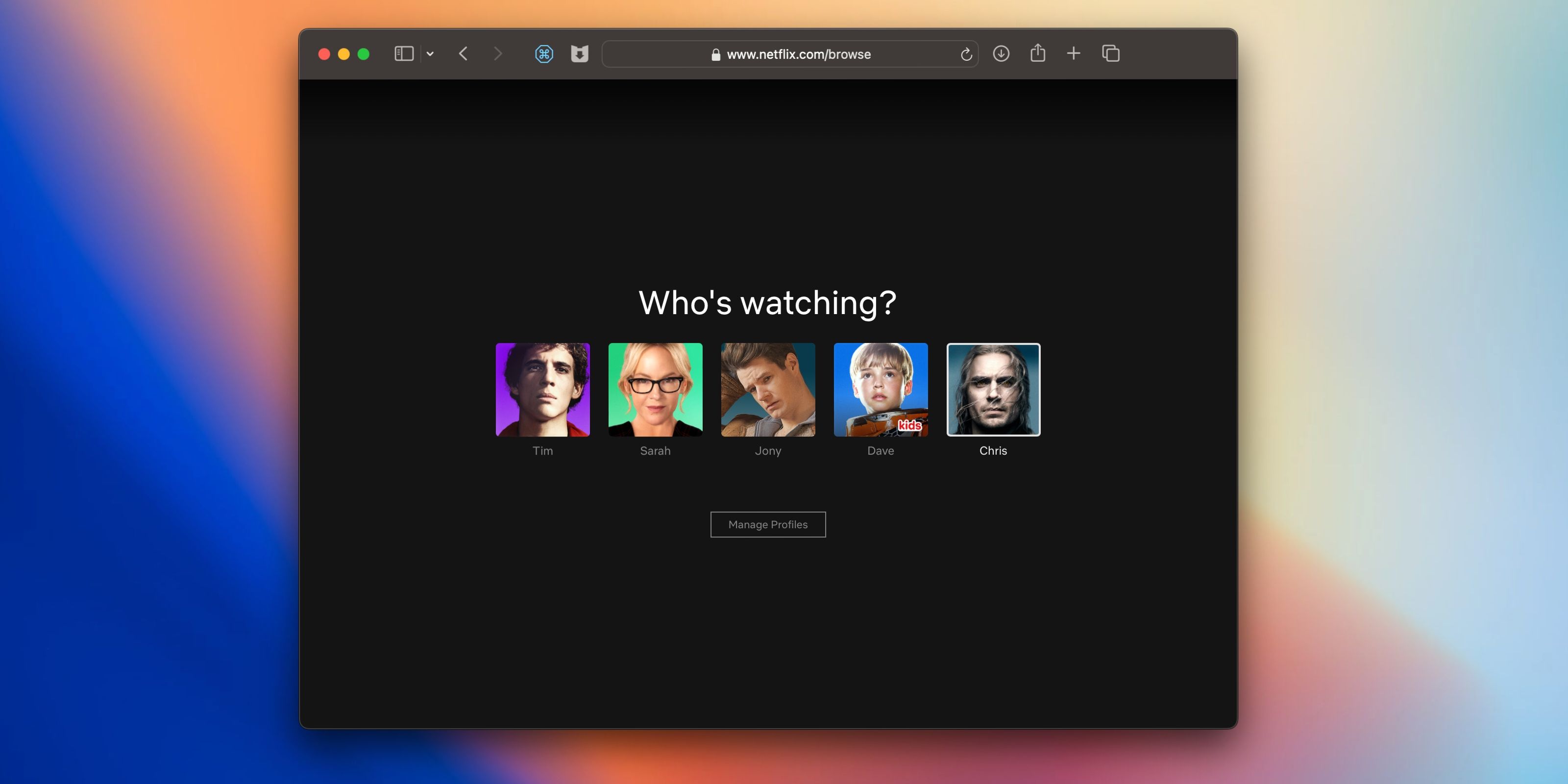 Экран «Кто смотрит» на Netflix