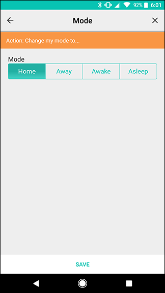 Выбор режима Home для действия изменения Mode