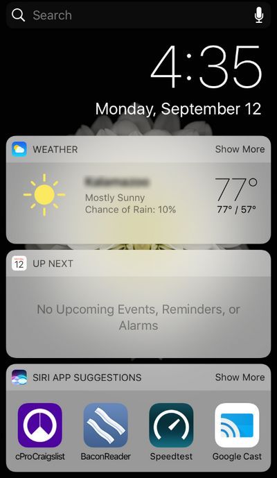 Смешанные виджеты на экране блокировки
