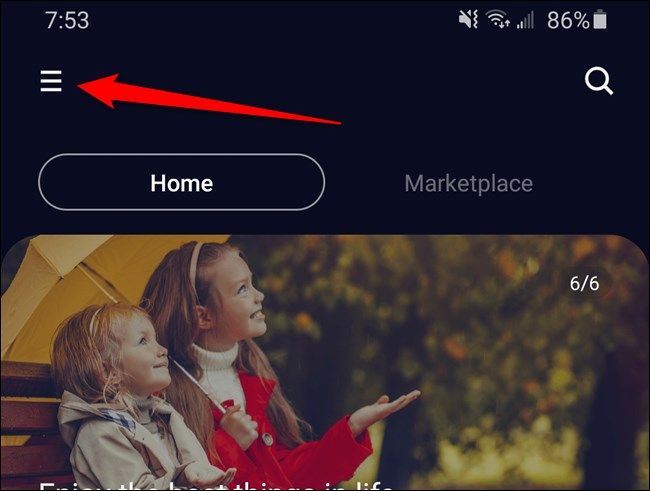 Откройте боковое меню Bixby