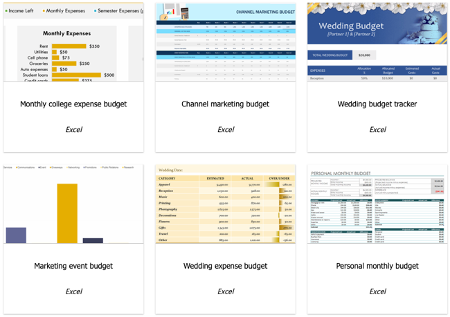 Шаблоны бюджета на сайте Office.