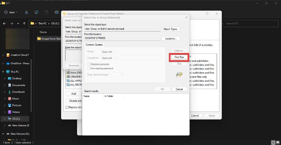 Результат поиска пользователей для назначения владельца