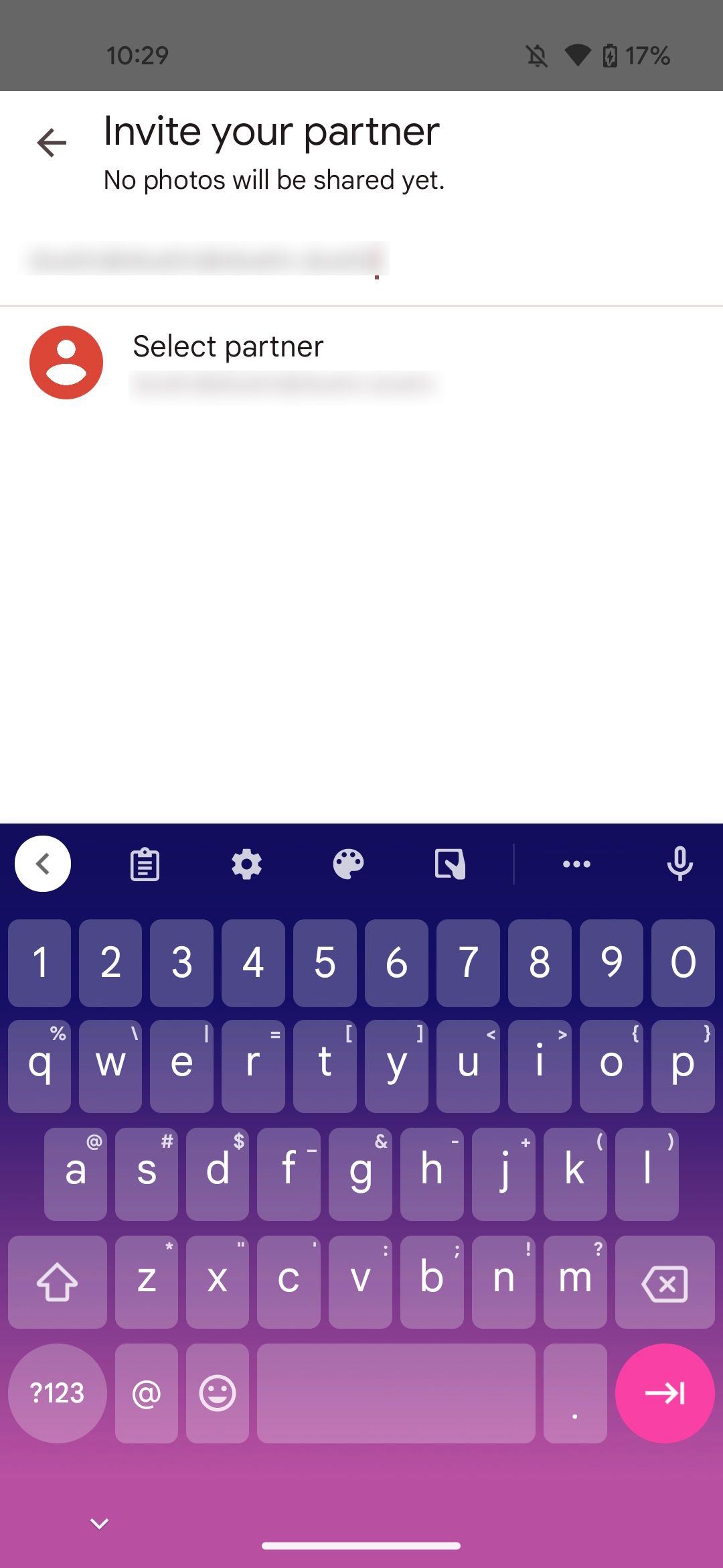 Приглашение человека в Partner Sharing Google Photos