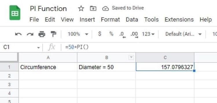 Скриншот: расчёт длины окружности по диаметру