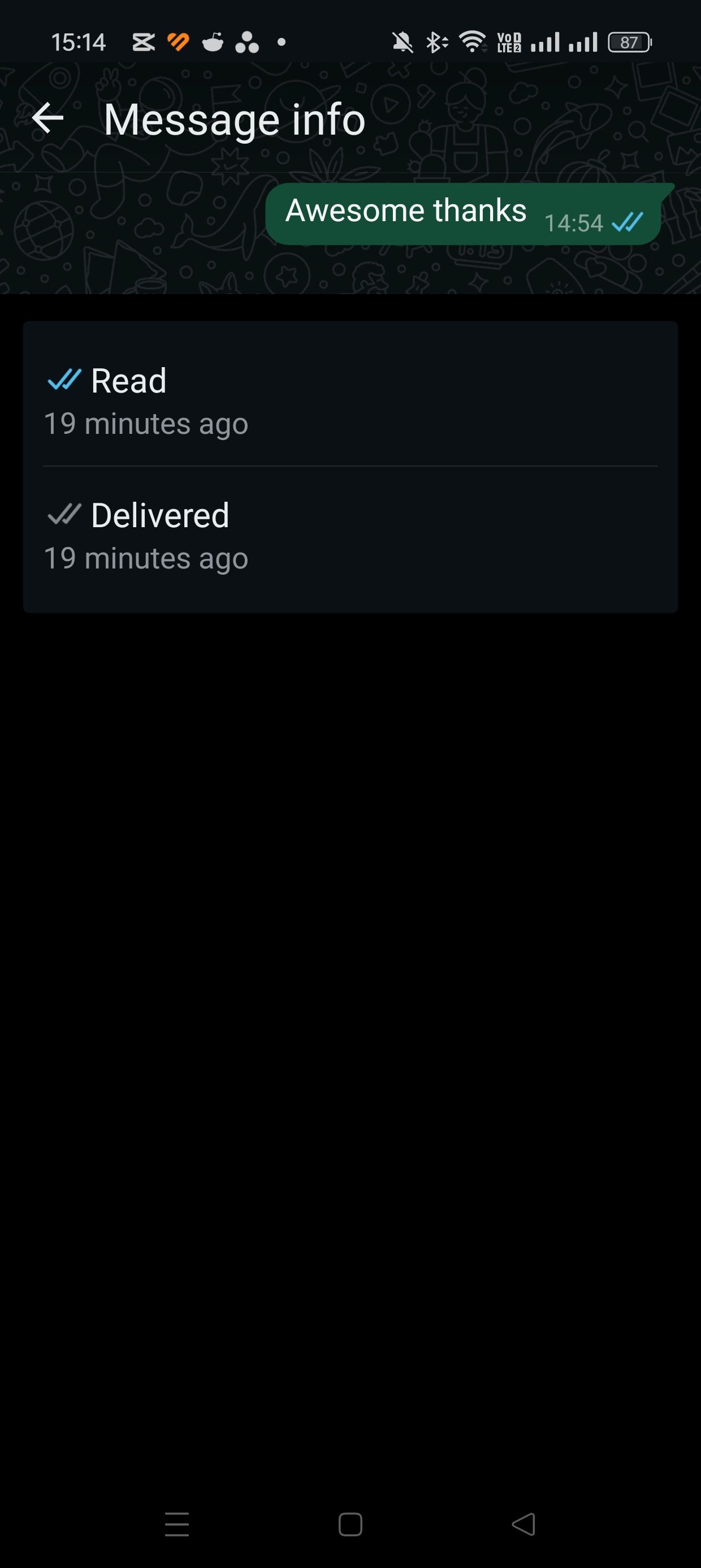 Информация о сообщении: время доставки и прочтения