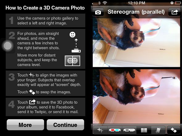 Скриншот интерфейса мобильного приложения для создания стерео‑фото