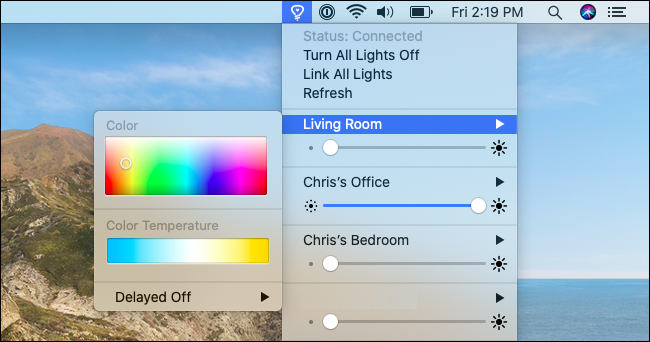 Управление цветом и яркостью через Colors for Hue