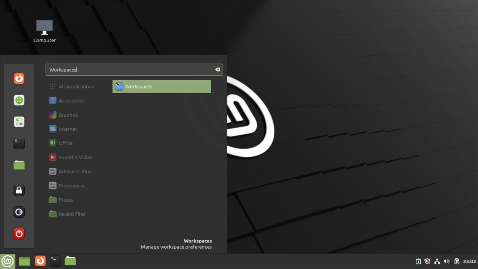 Главное меню в Cinnamon на Linux Mint