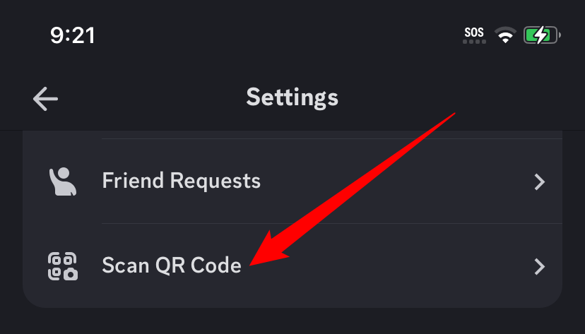 Кнопка «Сканировать QR‑код» в интерфейсе настроек Discord