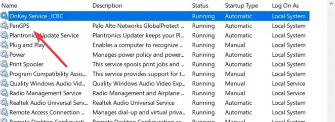 Свойства службы PanGPS