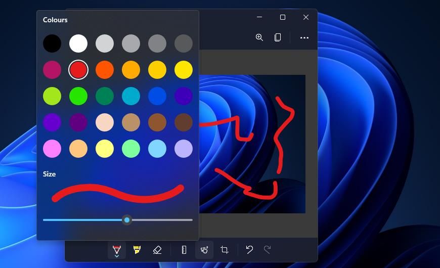 Опция Ballpoint pen в Snipping Tool