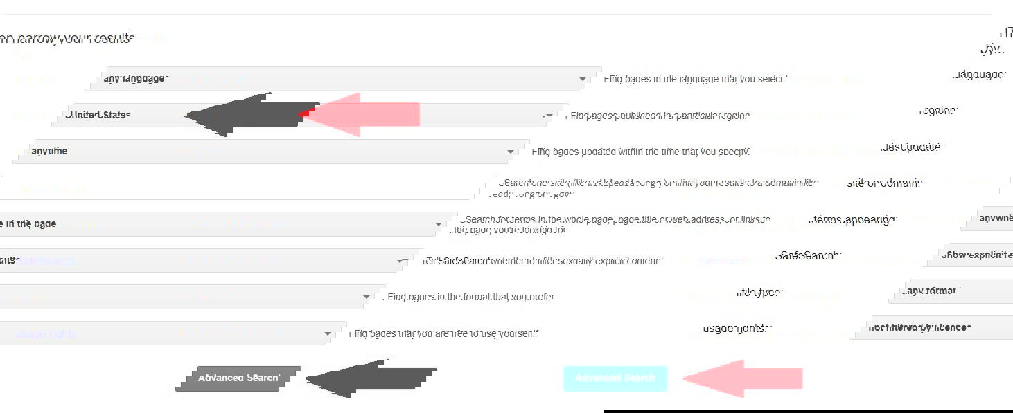 Выбор региона в расширённом поиске Google