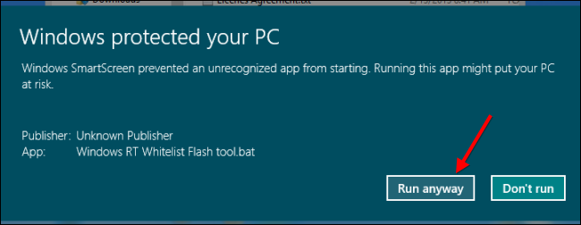 Aviso do SmartScreen do Windows