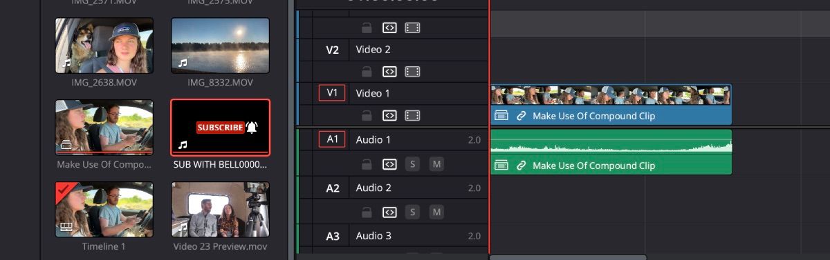 Compound Clip в Media Pool DaVinci Resolve