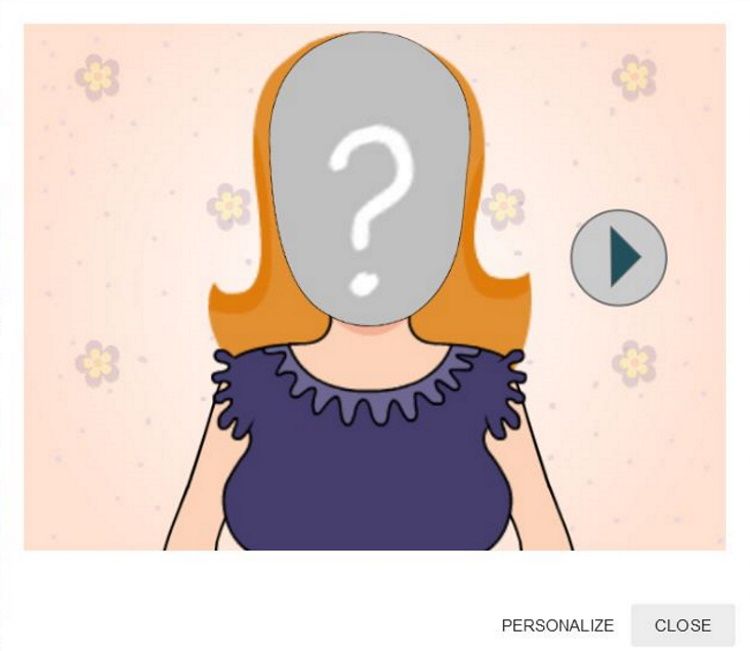 Кнопка Personalize в всплывающем окне